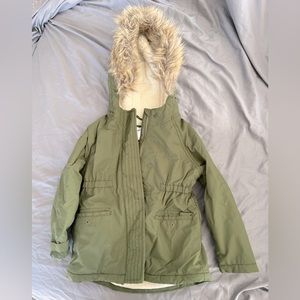 Olive Green Toddler Girl Winter Coat, Size 5T